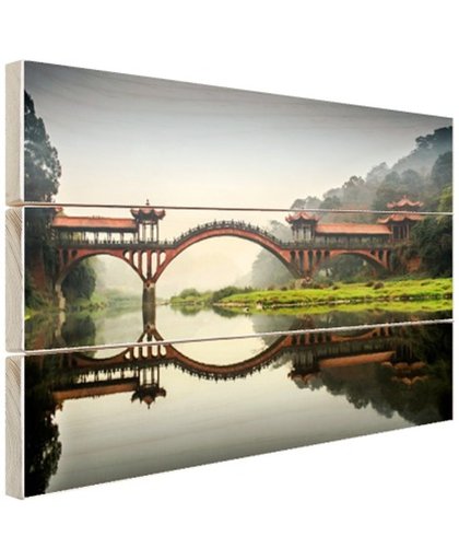 FotoCadeau.nl - Chinese brug Hout 80x60 cm - Foto print op Hout (Wanddecoratie)