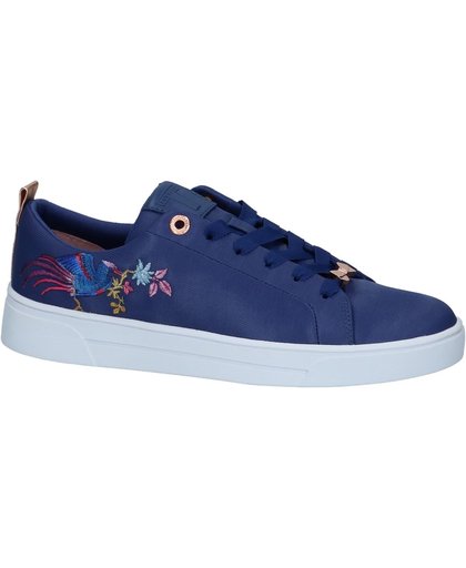 Ted Baker - Giellie - Sneaker laag gekleed - Dames - Maat 37 - Blauw;Blauwe - Navy/Bird Embroidery Satin