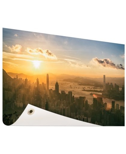 FotoCadeau.nl - Hong Kong zonsondergang Tuinposter 200x100 cm - Foto op Tuinposter (tuin decoratie)