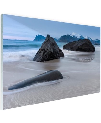 FotoCadeau.nl - Zandstrand Glas 90x60 cm - Foto print op Glas (Plexiglas wanddecoratie)