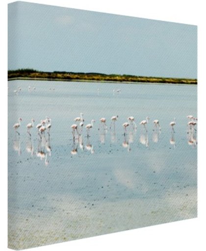 FotoCadeau.nl - Moderne foto met flamingos Canvas 100x100 cm - Foto print op Canvas schilderij (Wanddecoratie)