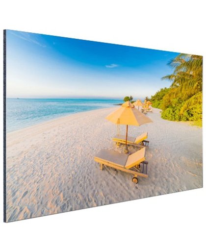 FotoCadeau.nl - Caribisch strand met strandstoel Aluminium 30x20 cm - Foto print op Aluminium (metaal wanddecoratie)