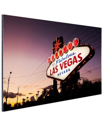 FotoCadeau.nl - Verlicht Las Vegas welkomsbord Aluminium 90x60 cm - Foto print op Aluminium (metaal wanddecoratie)