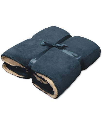 Unique Living Coby - Fleece polyester - Plaid - 130x160 cm - Dark Blue