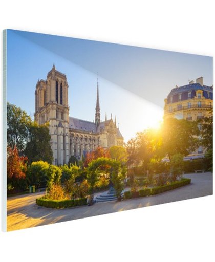 Notre Dame zonnige dag Glas 180x120 cm - Foto print op Glas (Plexiglas wanddecoratie)