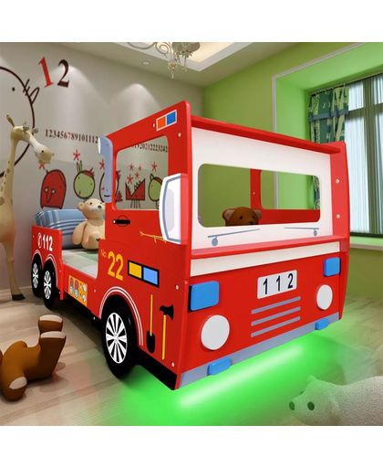 Zoom       Kinderbed brandweerwagen met LED-verlichting 200x90 cm rood