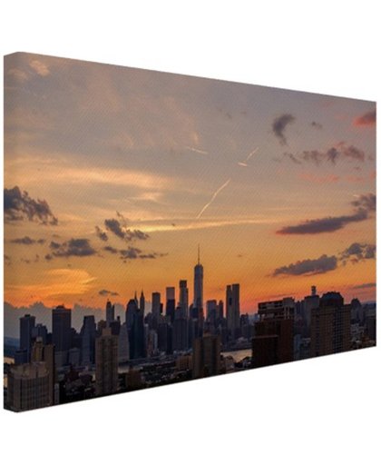 Zonsondergang centrum Manhattan Canvas 180x120 cm - Foto print op Canvas schilderij (Wanddecoratie)