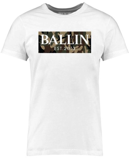 Ballin Est. 2013 - Heren Tee SS Camo Army Shirt - Wit - Maat XS