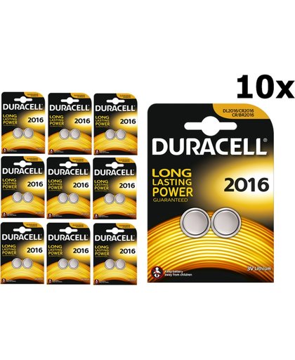 20 Stuks (10 Blisters a 2St) - Duracell CR2016 Professional Electronics 3V 90mAh Lithium knoopcel