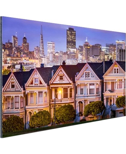 Huizen San Francisco Aluminium 180x120 cm - Foto print op Aluminium (metaal wanddecoratie)