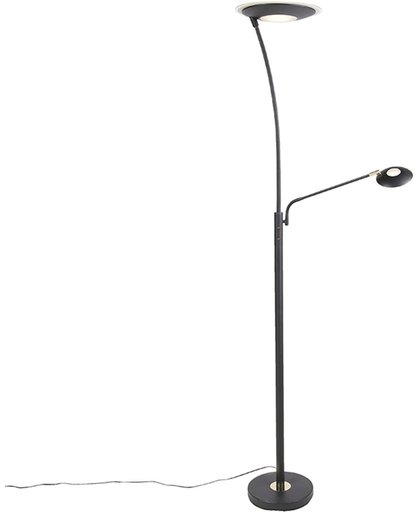 QAZQA Monte Carlo - Vloerlamp met leeslamp - 1 lichts - H 1800 mm - Zwart