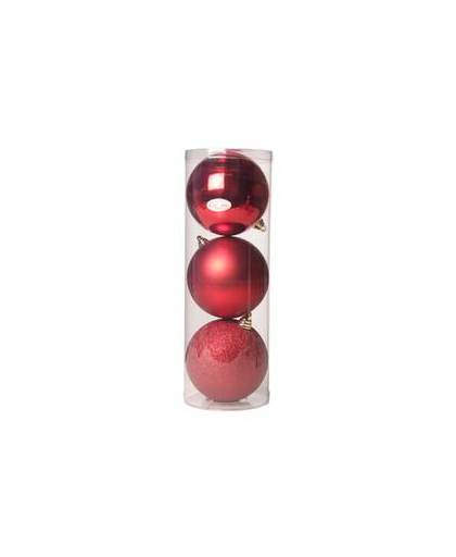 3 rode kerstballen 15 cm