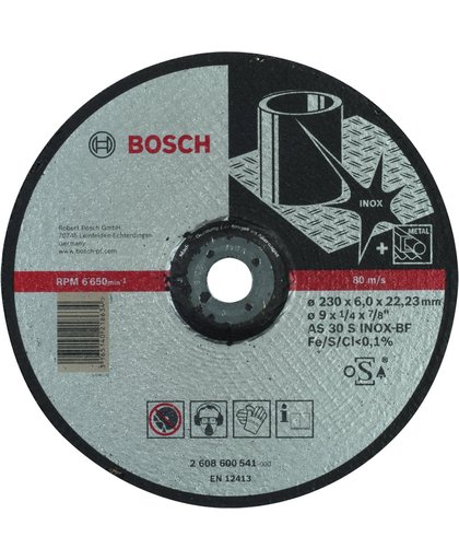 Bosch - Afbraamschijf gebogen Expert for Inox AS 30 S INOX BF, 230 mm, 22,23 mm, 6,0 mm