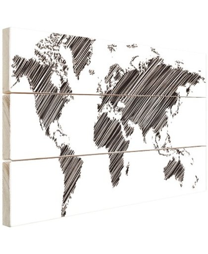 Wereldkaart met gekraste landen Hout 80x60 cm - Foto print op Hout (Wanddecoratie)