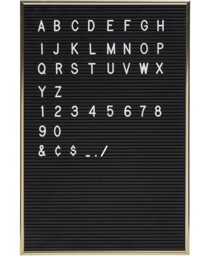 Letterbord zwart Jay met gouden omkadering + 286 gele letters