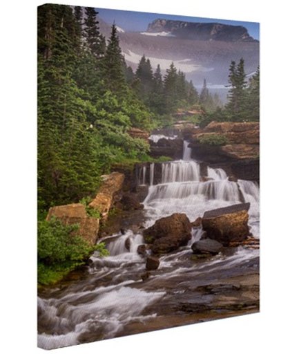 FotoCadeau.nl - Lunch Creek watervallen Amerika Canvas 60x80 cm - Foto print op Canvas schilderij (Wanddecoratie)