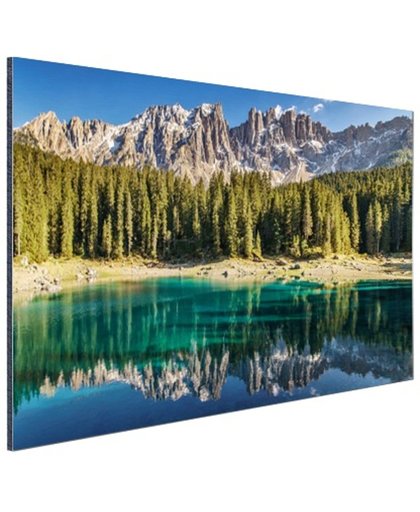 Dolomieten Lago Carezza Italië Aluminium 180x120 cm - Foto print op Aluminium (metaal wanddecoratie)