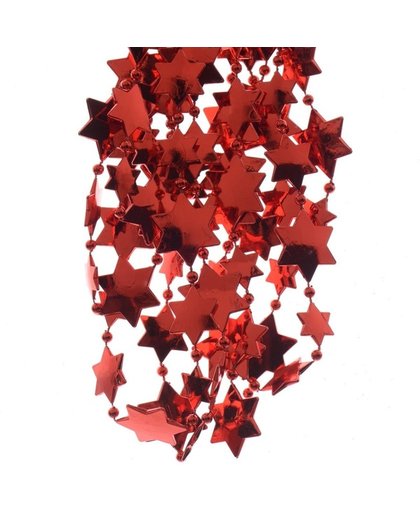 Rode kerstversiering ster kralenslinger 270cm - kerstslinger