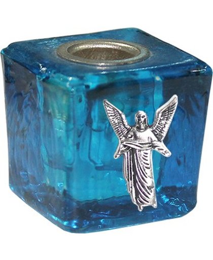 Mini kaarsenhouderset kubus turquoise Engel Gabriel 2 stuks 3cmx3cm
