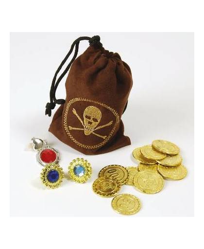 Piraten buidel met sieraden en geld