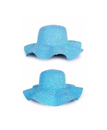 Blauwe dames strand/hippie hoed