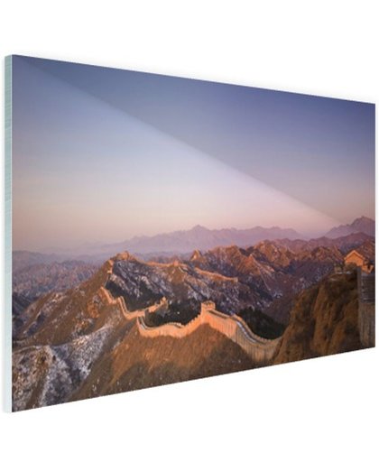 De Chinese Muur bij zonsopgang Glas 180x120 cm - Foto print op Glas (Plexiglas wanddecoratie)