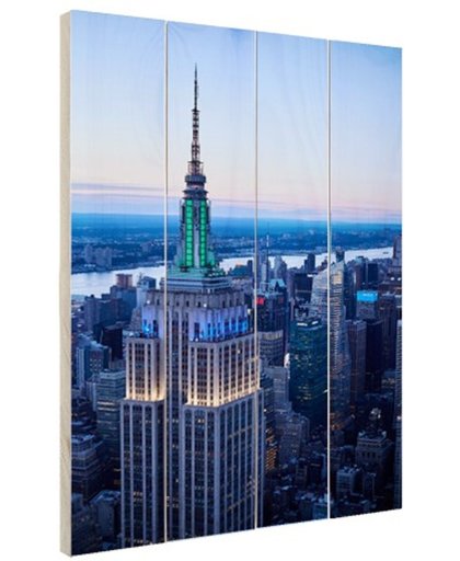 FotoCadeau.nl - Empire State Building bij zonsondergang Hout 20x30 cm - Foto print op Hout (Wanddecoratie)