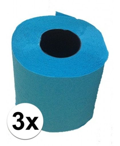 3x Turquoise blauw  toiletpapier  - gekleurd wc papier
