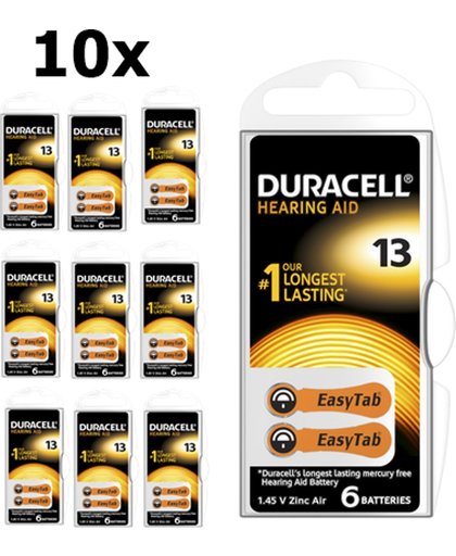 60 Stuks (10 Blisters a 6St) - Duracell Hearing Aid DA13 1.45V Gehoorapparaat batterijen
