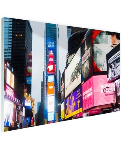FotoCadeau.nl - Neon lichten Times Square Glas 60x40 cm - Foto print op Glas (Plexiglas wanddecoratie)