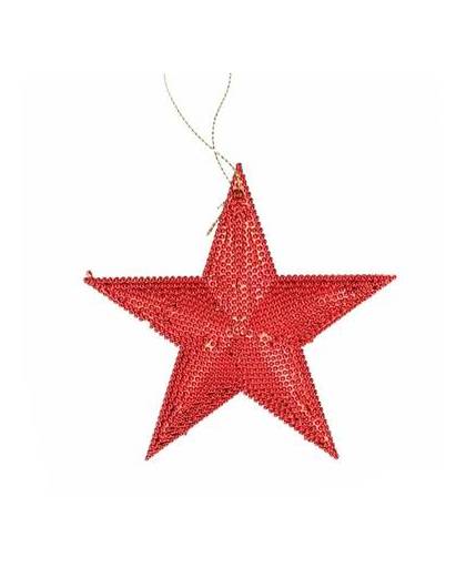 Kerstboom decoratie rode ster hanger 10 cm