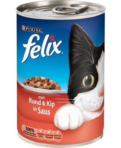 Felix Blik Brok In Saus - Rund en kip - Kattenvoer - 1 x 370 g