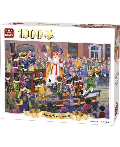King Puzzel 1000 Stukjes (68 x 49 cm) - Sinterklaas Intocht - Legpuzzel Sint en Piet