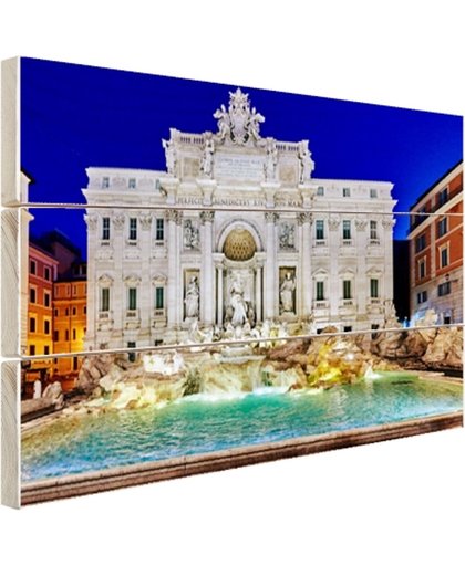 FotoCadeau.nl - Prachtig verlichte Trevi fontein Rome Hout 80x60 cm - Foto print op Hout (Wanddecoratie)