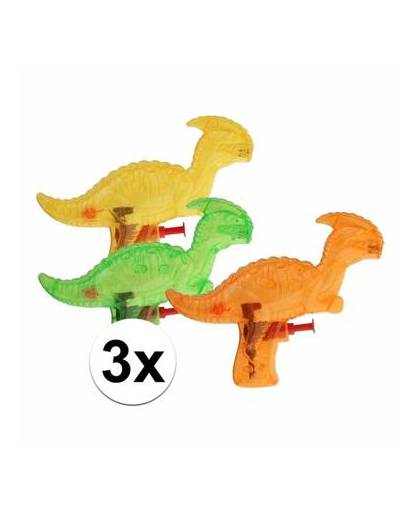 3 dinosaurus waterpistolen gekleurd