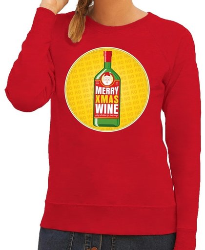 Foute kersttrui / sweater Merry Chrismas Wine rood voor dames - Kersttrui voor wijn liefhebber L (40)