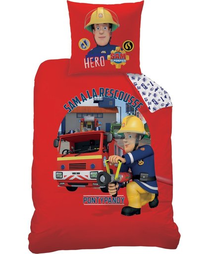 Brandweerman Sam Fire - Dekbedovertrek - Eenpersoons - 140 x 200 cm - Rood