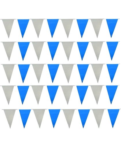 Oktoberfest - 5x Vlaggenlijnen / slingers lichtblauw en wit