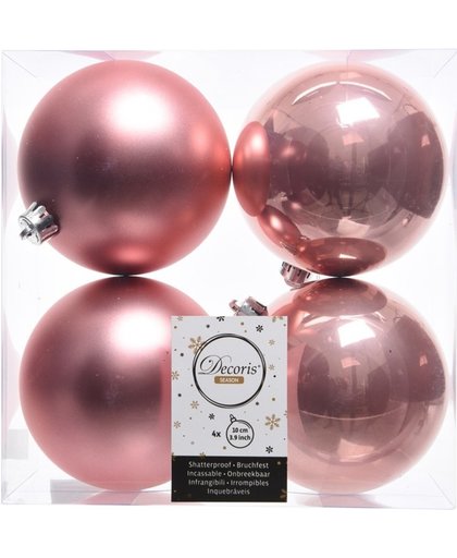 Oud roze kerstversiering kerstballen kunststof 10 cm