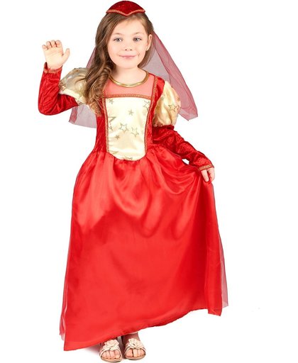 "Rode middeleeuwse outfit voor meisjes - Verkleedkleding - 116/122"