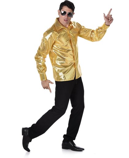 Gouden disco blouse voor mannen - Verkleedkleding