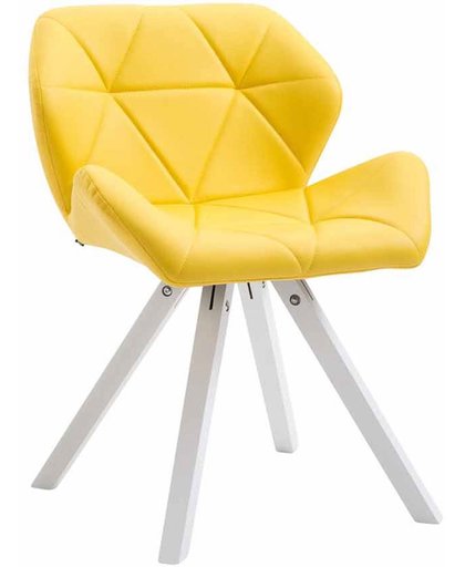 Clp Tyler - Eetkamerstoel - Kunstleer - geel Vierkante benen: wit