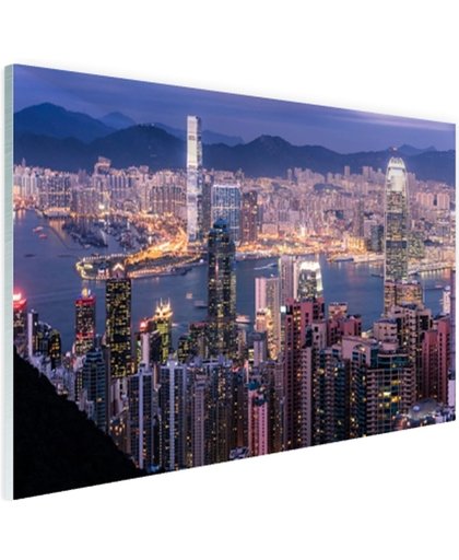 FotoCadeau.nl - Hong Kong verlichting Glas 120x80 cm - Foto print op Glas (Plexiglas wanddecoratie)