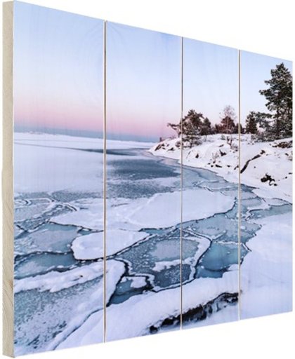 Bevroren zee Hout 120x160 cm - Foto print op Hout (Wanddecoratie)