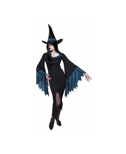 Dames heksen kostuum zwart met blauw 38 (m)