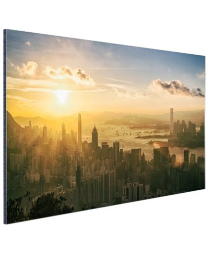 FotoCadeau.nl - Hong Kong zonsondergang Aluminium 60x40 cm - Foto print op Aluminium (metaal wanddecoratie)