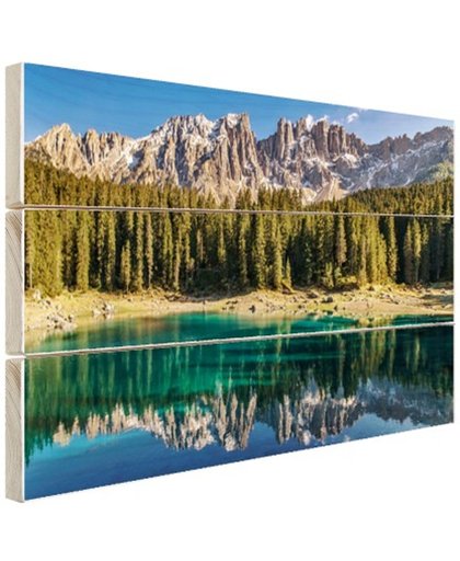 FotoCadeau.nl - Dolomieten Lago Carezza Italië Hout 80x60 cm - Foto print op Hout (Wanddecoratie)