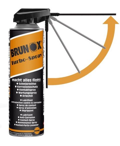 Spray brunox turbo 500 ml power-klik smart straw - ORANJE