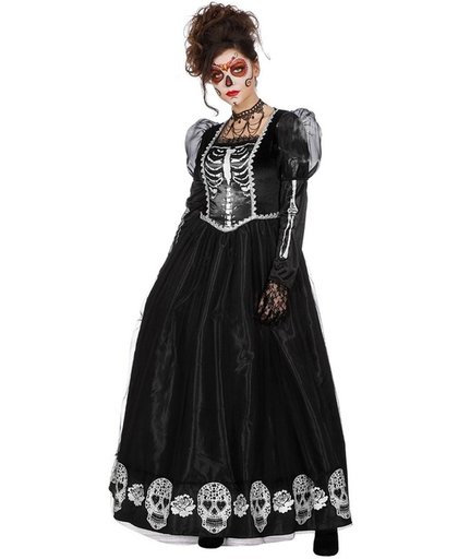 Halloween - Zwarte gothic Day of the Dead halloween jurk voor dames 40 (L)