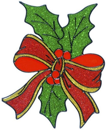 Raamsticker hulstblad 18 cm - Kerst raamdecoratie